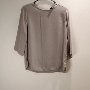 Chiffon Quarter Sleeve Gray Blouse